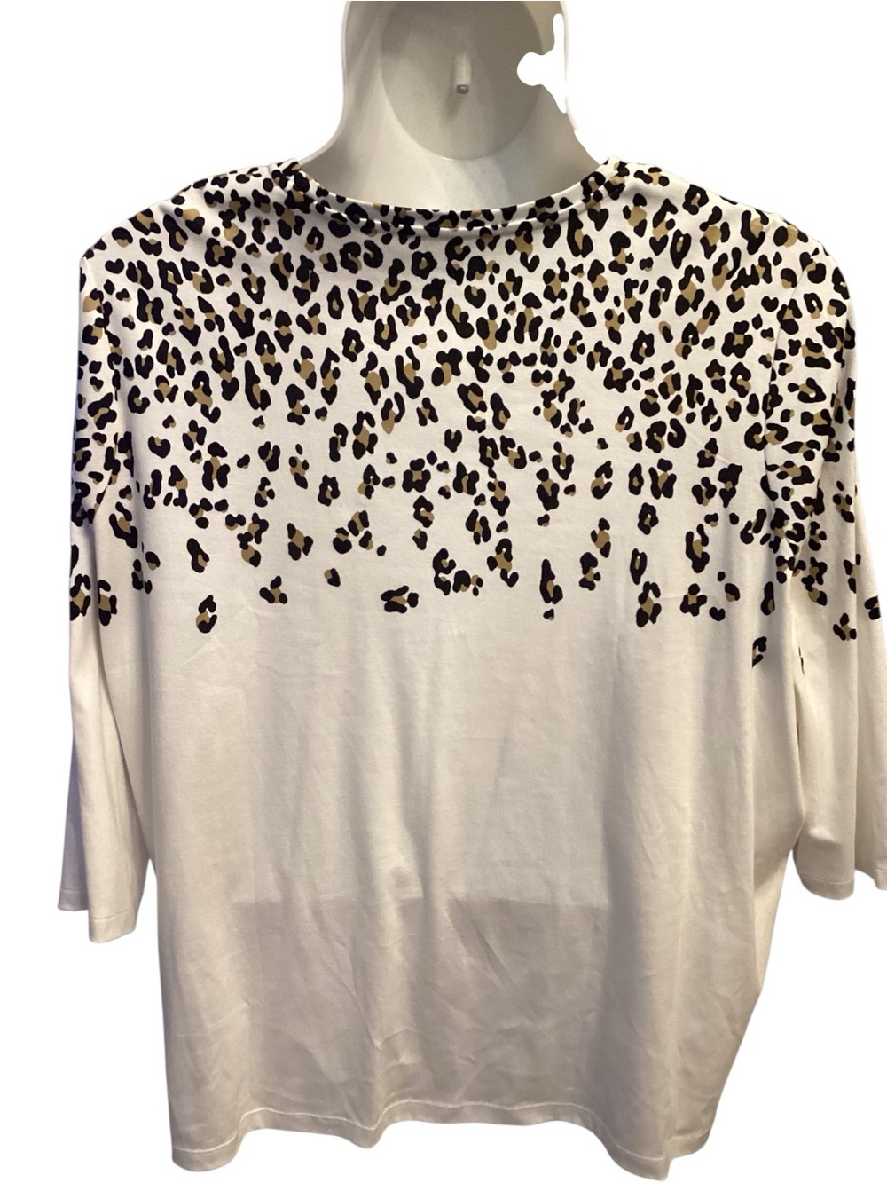 Kim Rogers Plus Size 4X White & Black Leopard Print Scoop Neck Top 100% Cotton - Picture 6 of 9